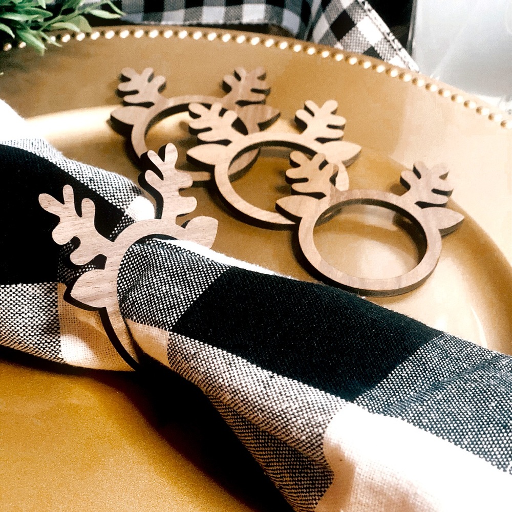 Set of 4 Antler Napkin Rings